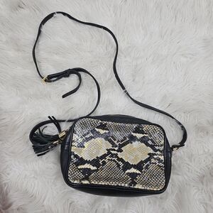 Gigi Newyork Madison Crossbody Black Snakeskin Purse